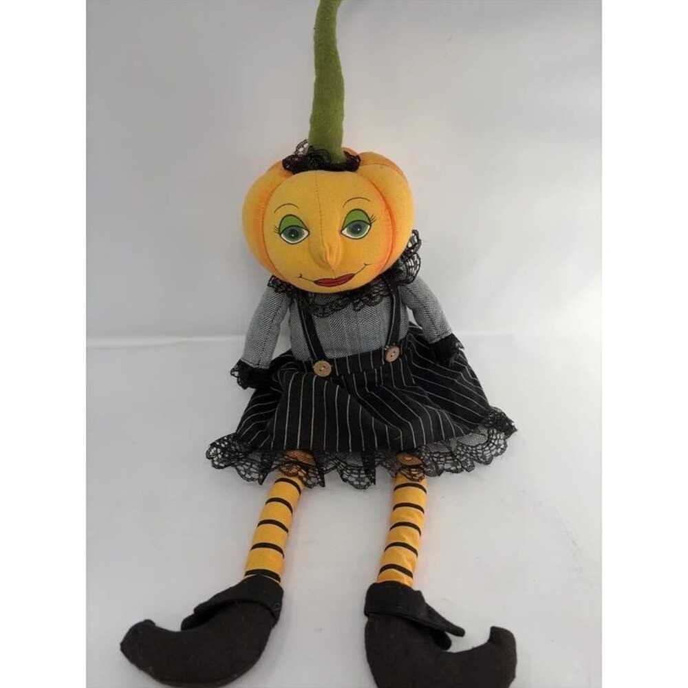 Sweet Street Halloween Primitive Style Pumpkin Head Boy Doll Shelf Sitter